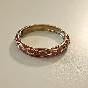 Vintage Gold Tone Sequin Enamel & Rhinestone Cuff Clamper Bracelet.